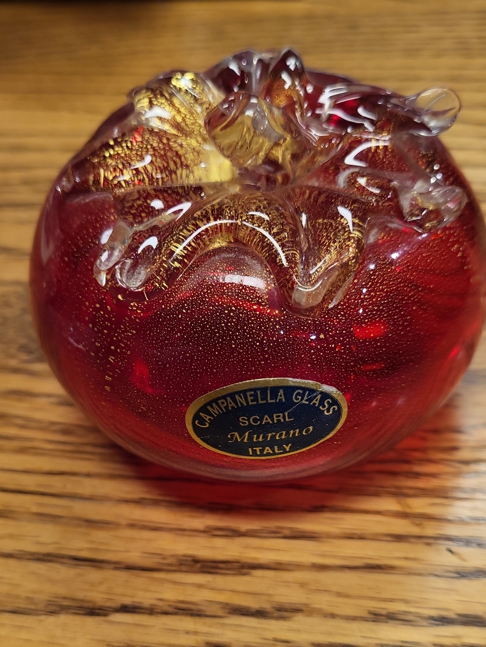 Murano Italy  Tomato Campanelia Glass Papee Weight